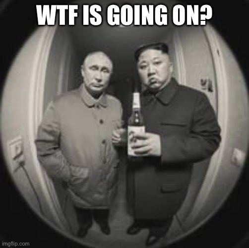 Literally though wtf | WTF IS GOING ON? | image tagged in kim jong un at your door feat vladimir putin | made w/ Imgflip meme maker