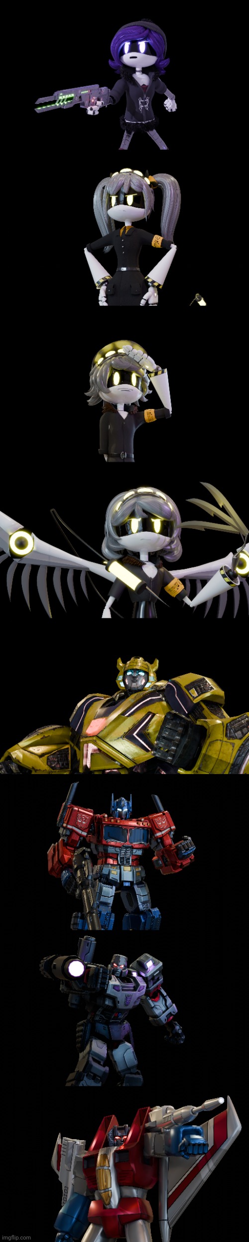 A few character cards I cooked for a Transformers Vs Murder Drones game I'm making | made w/ Imgflip meme maker