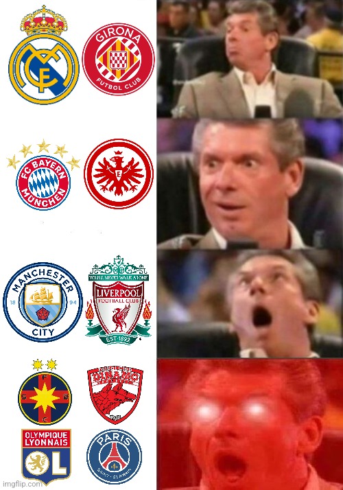 Sunday 23 february <3 | image tagged in mr mcmahon reaction,fcsb,lyon,real madrid,man city,footy | made w/ Imgflip meme maker