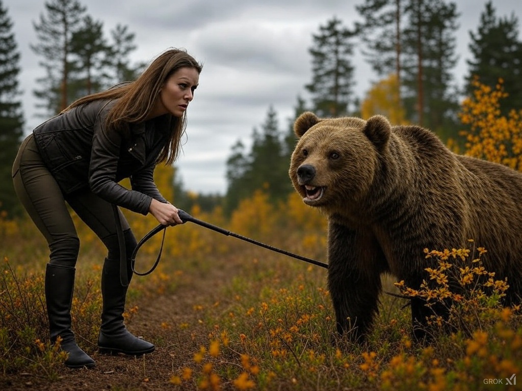 Woman Pokes Bear Blank Meme Template