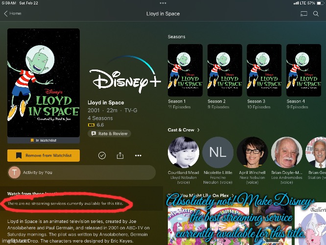 Lloyd in Space Needs to be on Disney+ | Absolutely not! Make Disney+ the best streaming service currently available for this title. | image tagged in disney plus,2000s,nostalgia,middle school,disney,comedy | made w/ Imgflip meme maker