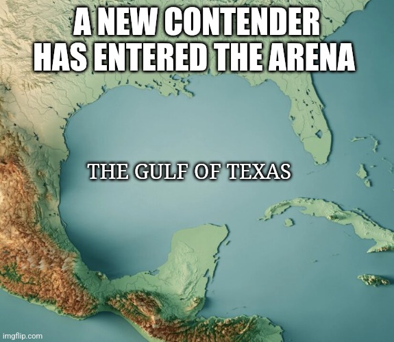 Don't mess with Texas | A NEW CONTENDER HAS ENTERED THE ARENA; THE GULF OF TEXAS | image tagged in gulf of what | made w/ Imgflip meme maker