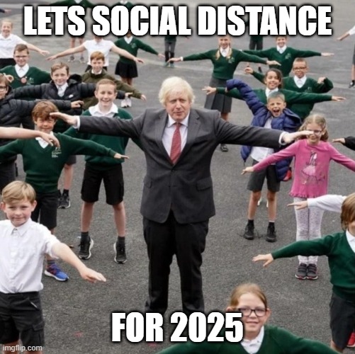 BoJo T-Posing with School Kids | LETS SOCIAL DISTANCE; FOR 2025 | image tagged in bojo t-posing with school kids | made w/ Imgflip meme maker