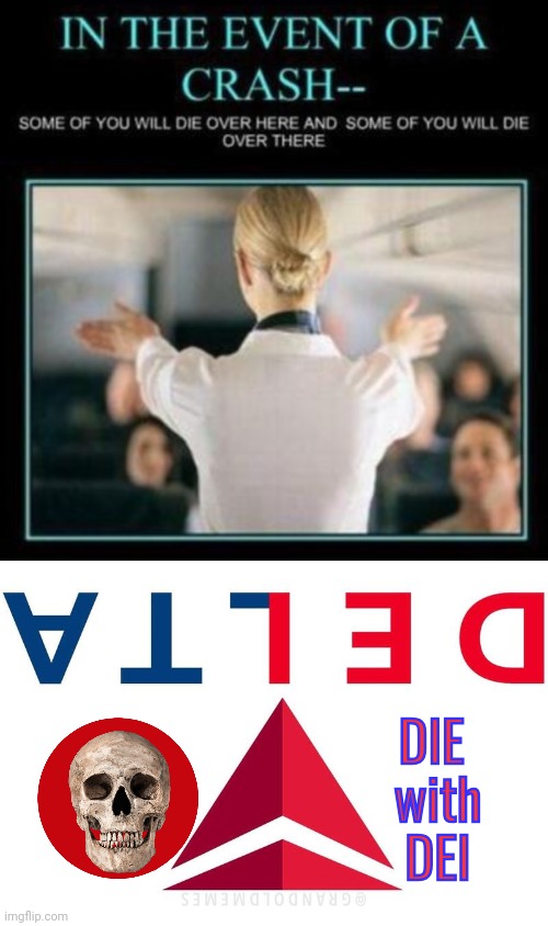 Delta airlines | DIE 
with
DEI | image tagged in die,skull | made w/ Imgflip meme maker
