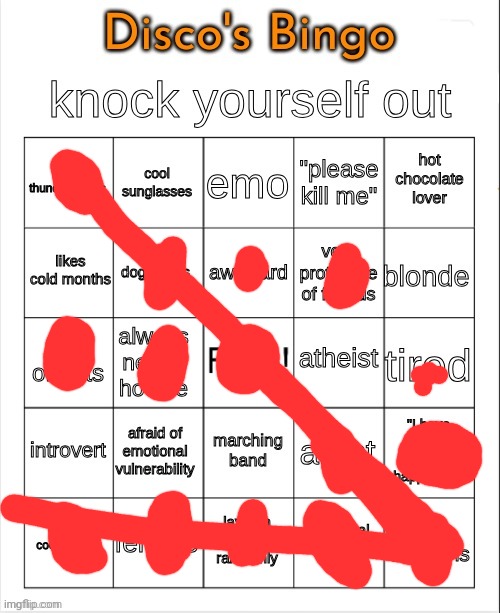 Disco's Bingo | image tagged in disco's bingo | made w/ Imgflip meme maker