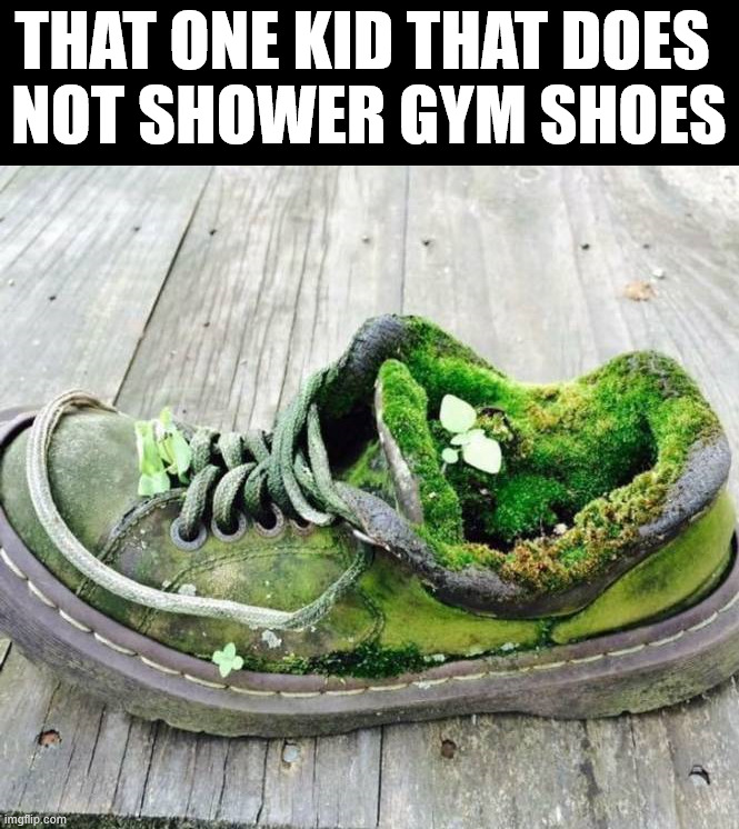 Dirty shoes | THAT ONE KID THAT DOES 
NOT SHOWER GYM SHOES | image tagged in shoes | made w/ Imgflip meme maker