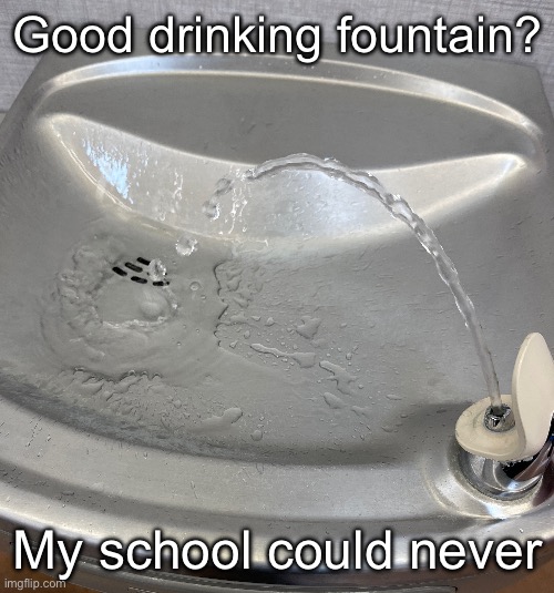 Good drinking fountain? My school could never | made w/ Imgflip meme maker