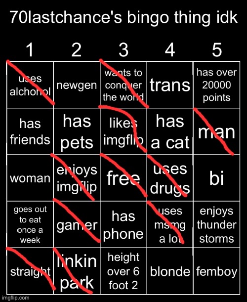 image tagged in 70lastchance's bingo thing idk | made w/ Imgflip meme maker