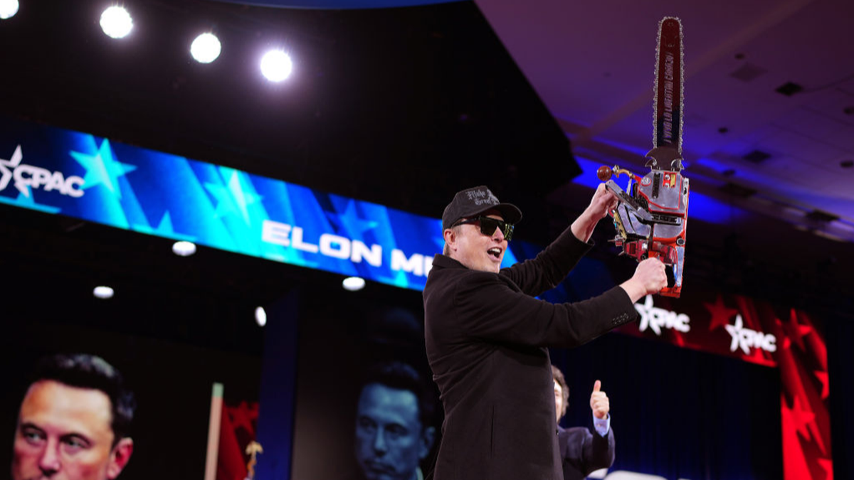 Elon Musk Waving Chainsaw Blank Meme Template