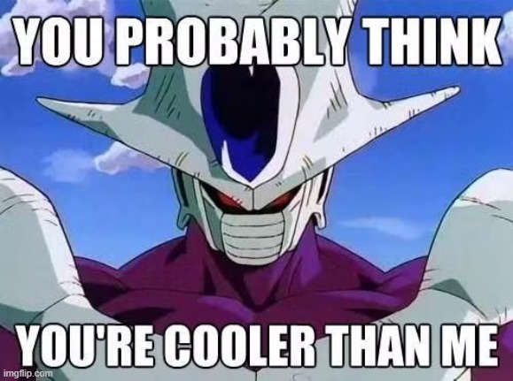 nobody is cooler than cooler | image tagged in cooler,dbz,anime,funny | made w/ Imgflip meme maker