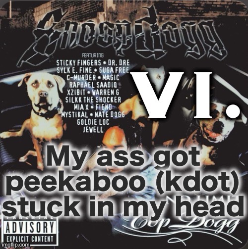 Is it weird that I only ever refer to Kendrick as Dot or Kdot because it’s quicker? | My ass got peekaboo (kdot) stuck in my head | image tagged in vi 2nd template | made w/ Imgflip meme maker