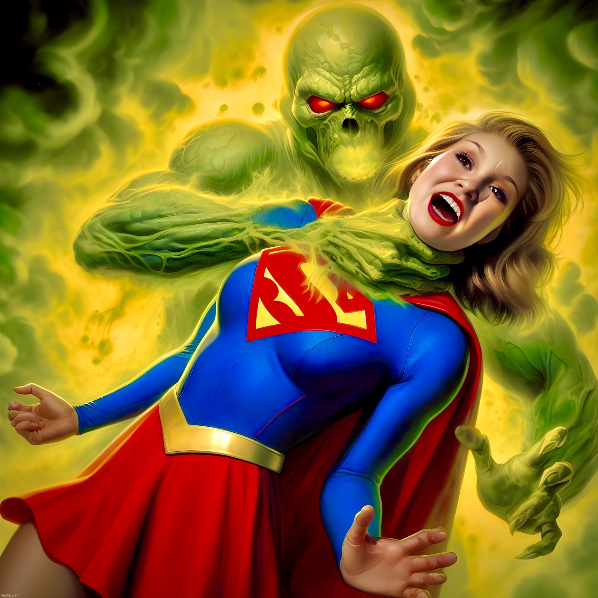 Supergirl Defeated | image tagged in supergirl,memes,superhero,superman,villain,monster | made w/ Imgflip meme maker