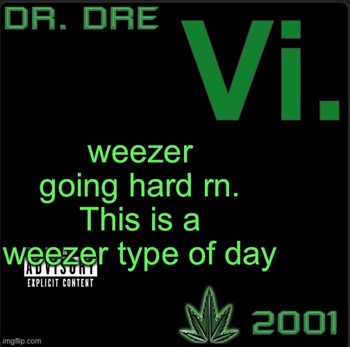 Vi. template | weezer going hard rn. This is a weezer type of day | image tagged in vi template | made w/ Imgflip meme maker