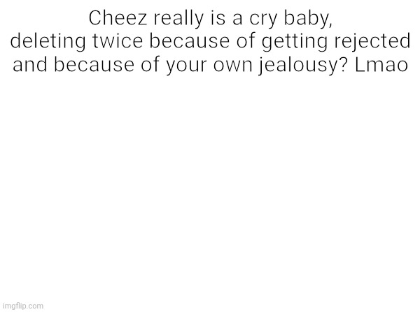 Temp | Cheez really is a cry baby, deleting twice because of getting rejected and because of your own jealousy? Lmao | image tagged in temp | made w/ Imgflip meme maker