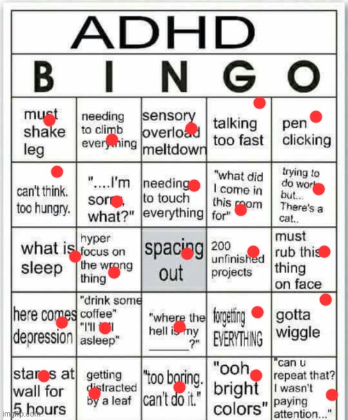 I was rightfully diagnosed | image tagged in adhd bingo | made w/ Imgflip meme maker