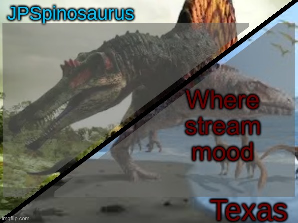 JPSpinosaurus x Texas shared template | Where stream mood | image tagged in jpspinosaurus x texas shared template | made w/ Imgflip meme maker