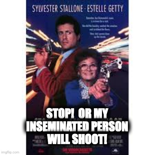 Stop! Or my —- will shoot! | STOP!  OR MY
INSEMINATED PERSON
WILL SHOOT! | image tagged in stop or my - will shoot | made w/ Imgflip meme maker