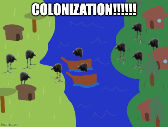 COLONIZATION!!!!!! | image tagged in pukeko chick | made w/ Imgflip meme maker