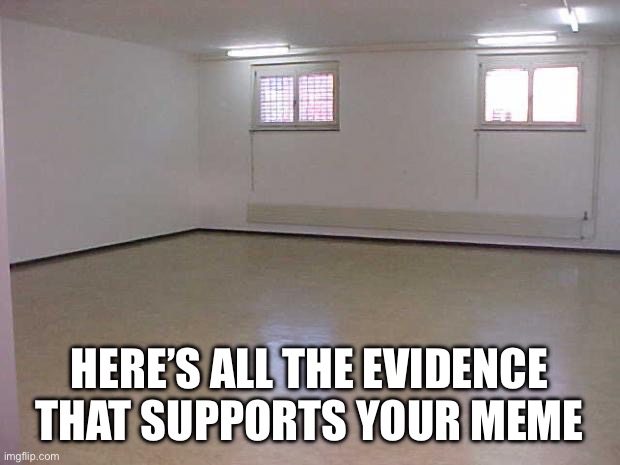 Empty Room | HERE’S ALL THE EVIDENCE THAT SUPPORTS YOUR MEME | image tagged in empty room | made w/ Imgflip meme maker