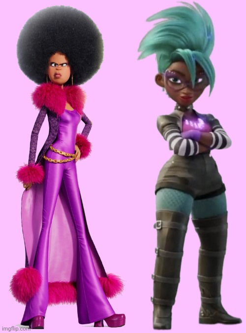 Taraji P. Henson Villainess Voice Role (Belle Bottom and Victoria Vance) | image tagged in belle bottom,victoria vance,paw patrol the mighty movie,villainess,same voice,minions the rise of gru | made w/ Imgflip meme maker