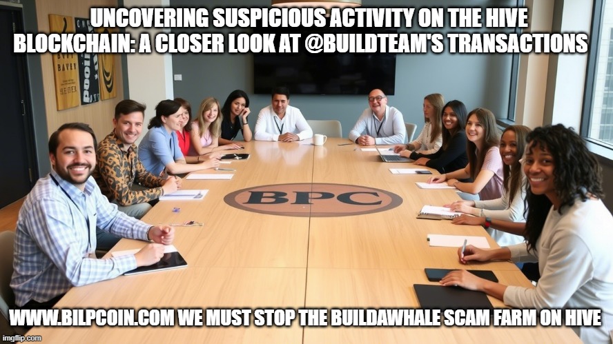 UNCOVERING SUSPICIOUS ACTIVITY ON THE HIVE BLOCKCHAIN: A CLOSER LOOK AT @BUILDTEAM'S TRANSACTIONS; WWW.BILPCOIN.COM WE MUST STOP THE BUILDAWHALE SCAM FARM ON HIVE | made w/ Imgflip meme maker