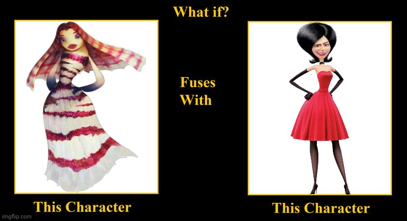 What if Lola Fuses With Scarlet Overkill | image tagged in what if fuses,shark tale,scarlet overkill,minions,beauty,villainess | made w/ Imgflip meme maker