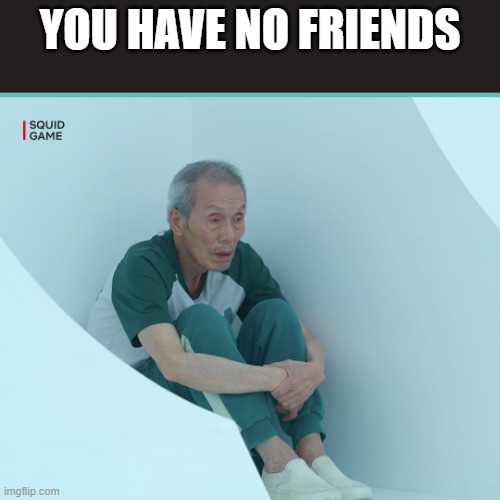 You Have No Friends | YOU HAVE NO FRIENDS | image tagged in squid game grandpa | made w/ Imgflip meme maker