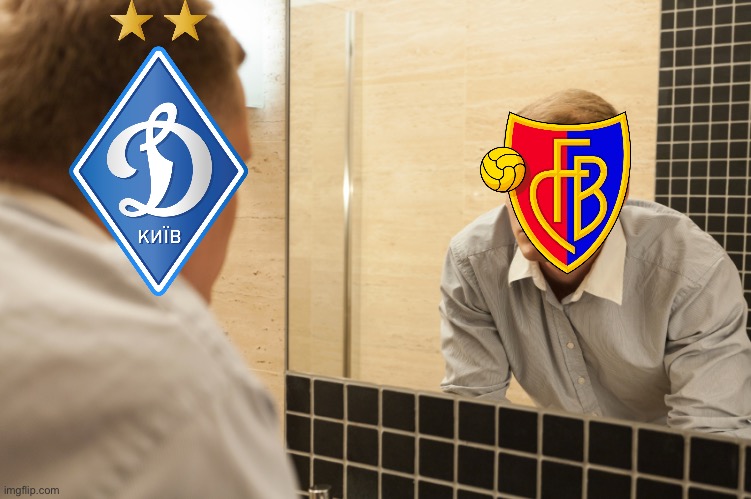 Basel and Dynamo Kyiv to UCL Group Stage confirmed! | image tagged in man looking in mirror,wow,basel,dynamo kyiv | made w/ Imgflip meme maker