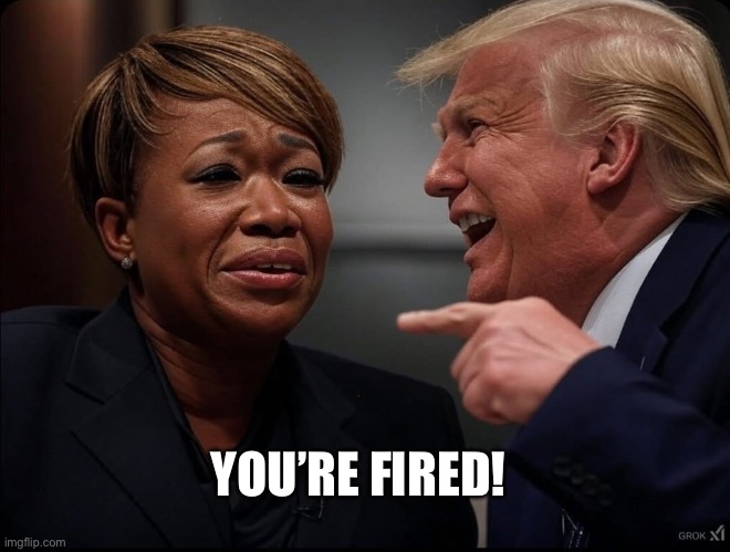 Trump firing Joy Reid | YOU’RE FIRED! | image tagged in trump firing joy reid,maga | made w/ Imgflip meme maker