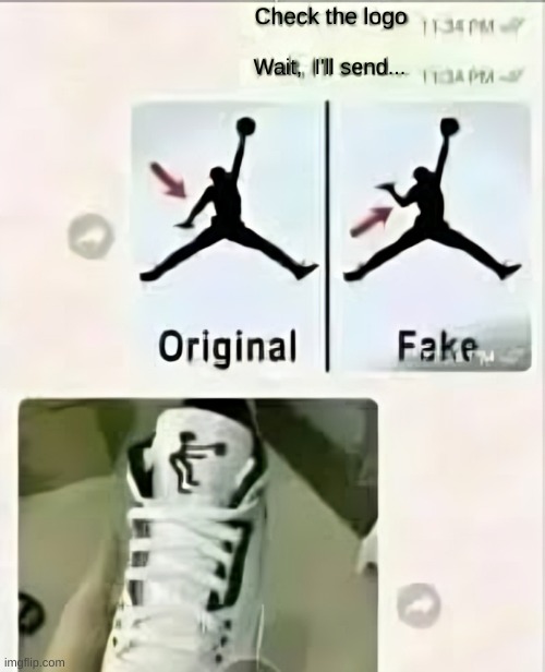 Again more fire kicks | Check the logo; Wait,  I'll send... | image tagged in michael jordan,nike,memes,funny,wtf is that | made w/ Imgflip meme maker