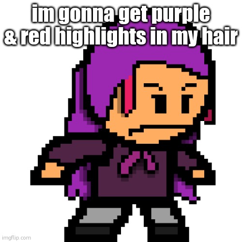 naomi / echo | im gonna get purple & red highlights in my hair | image tagged in naomi / echo | made w/ Imgflip meme maker