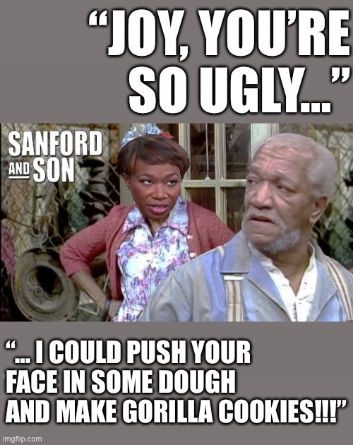 It’s the truth! | “JOY, YOU’RE SO UGLY…”; “… I COULD PUSH YOUR FACE IN SOME DOUGH AND MAKE GORILLA COOKIES!!!” | made w/ Imgflip meme maker