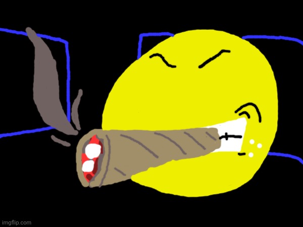 pac-man smoking a pellet blunt | image tagged in pacman | made w/ Imgflip meme maker