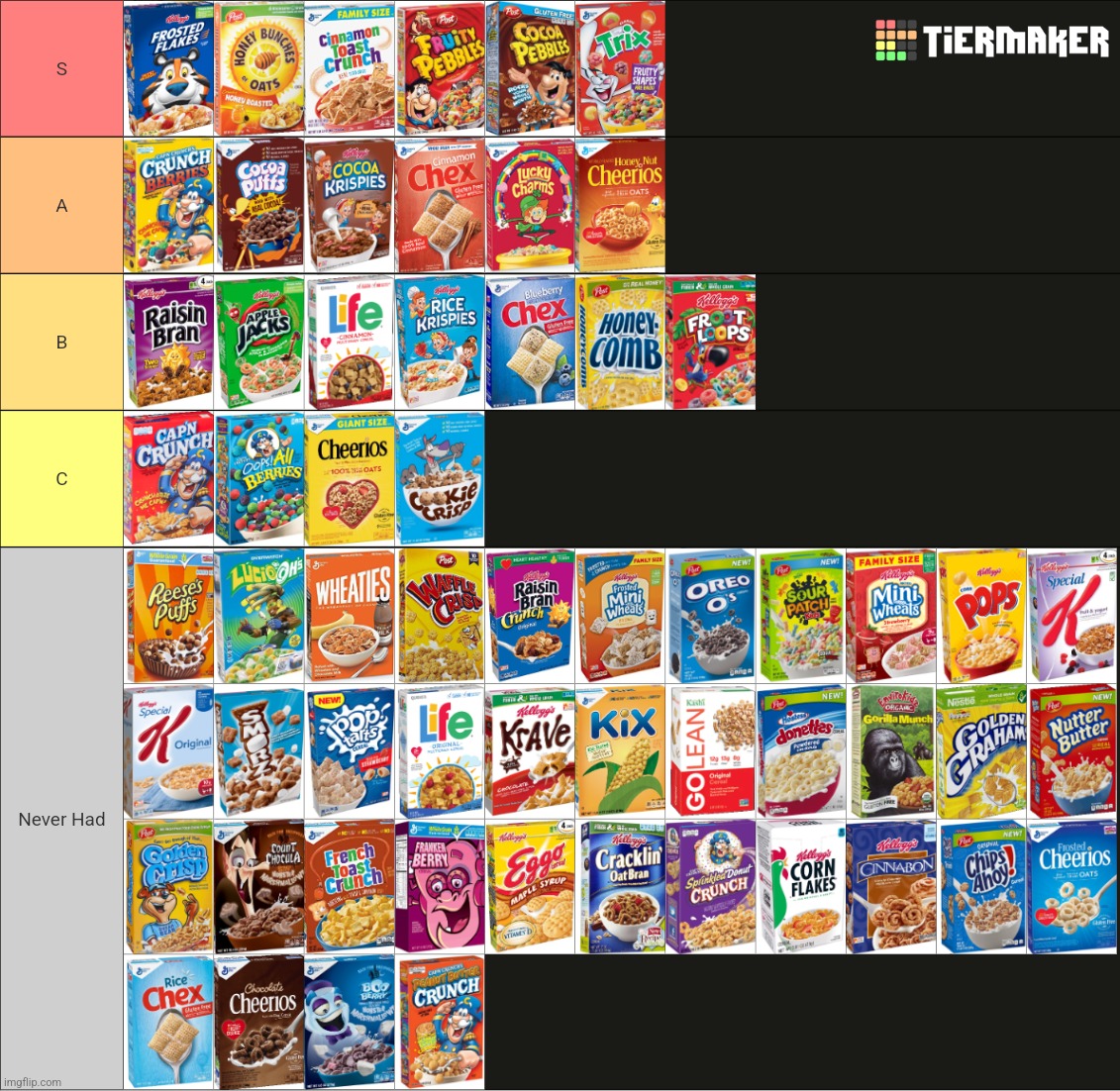 I made a cereal tier list | made w/ Imgflip meme maker