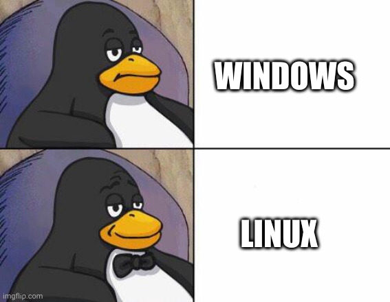 Linux Penguin Tux Tuxedo | WINDOWS; LINUX | image tagged in linux penguin tux tuxedo | made w/ Imgflip meme maker