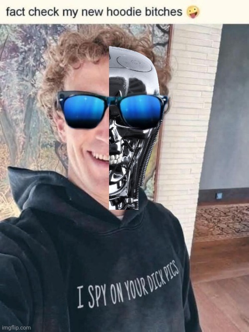 Marx Cuckerborg has a new hoodoe | image tagged in mark zuckerberg,cyborg,gay pride | made w/ Imgflip meme maker