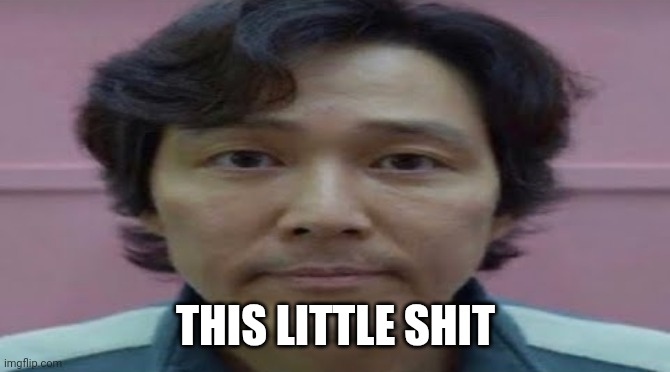 gi hun stare | THIS LITTLE SHIT | image tagged in gi hun stare | made w/ Imgflip meme maker