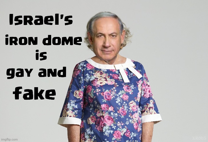 Israel's iron dome is gay and fake! | image tagged in israel,netanyahu,iron dome,politics,conspiracy,hoax | made w/ Imgflip meme maker