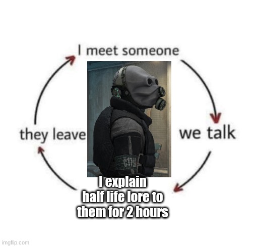 rela | I explain half life lore to them for 2 hours | image tagged in i meet someone we talk they leave | made w/ Imgflip meme maker
