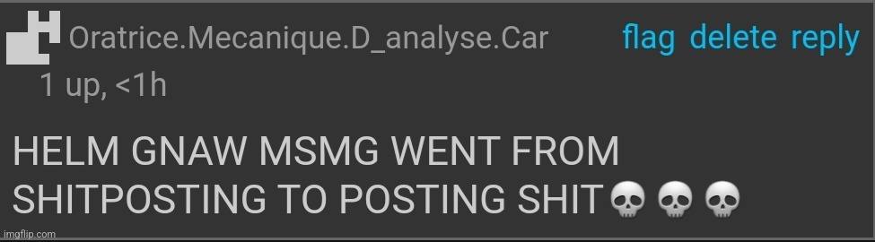 HELM GNAW MSMG WENT FROM SHITPOSTING TO POSTING SHIT ??? | image tagged in helm gnaw msmg went from shitposting to posting shit | made w/ Imgflip meme maker