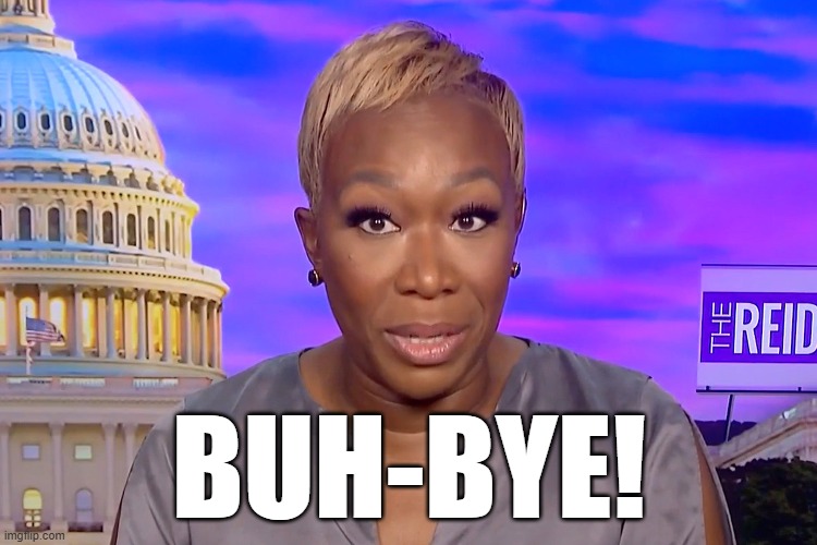 Buh Bye! | BUH-BYE! | image tagged in racist,libtard,joy reid,moron,evil | made w/ Imgflip meme maker