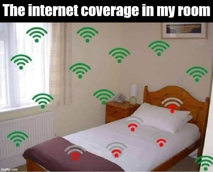 The bed seems like a no go zone | The internet coverage in my room | image tagged in hey internet | made w/ Imgflip meme maker