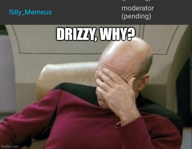 DRIZZY, WHY? | image tagged in memes,captain picard facepalm | made w/ Imgflip meme maker