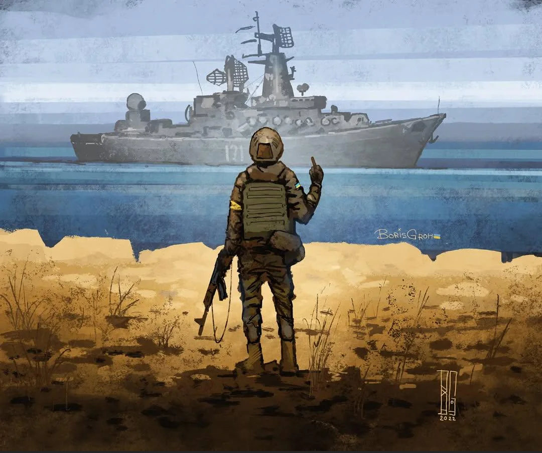 Ukraine solider on snake island Blank Meme Template