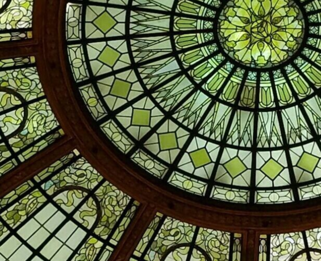Cleveland Trust Rotunda Building Ceiling. Blank Meme Template