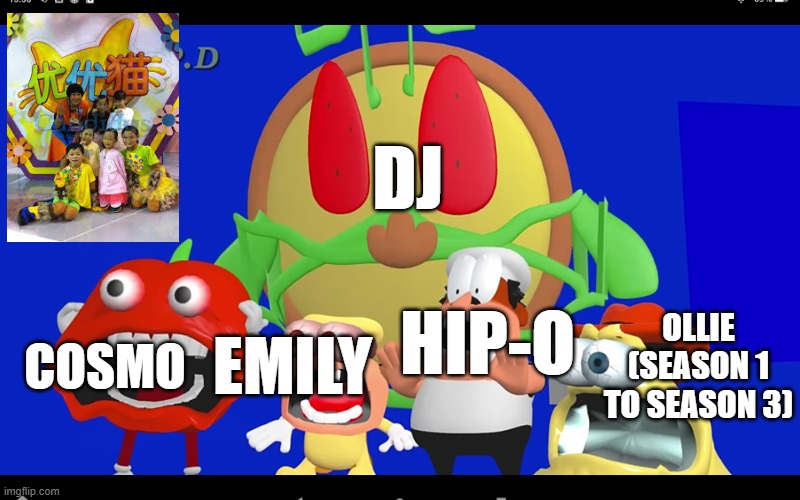 Don't look at the cats | DJ; OLLIE (SEASON 1 TO SEASON 3); COSMO; EMILY; HIP-O | image tagged in pizza tower screaming | made w/ Imgflip meme maker