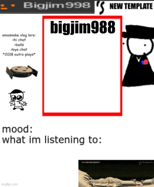 bigjim998s NEW AND IMPROVED TEMPLATE | bigjim988 | image tagged in bigjim998s new and improved template | made w/ Imgflip meme maker