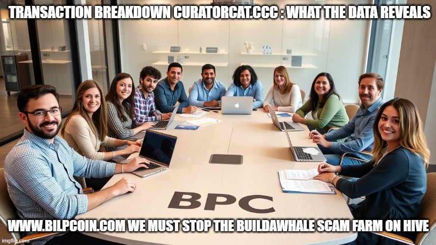 TRANSACTION BREAKDOWN CURATORCAT.CCC : WHAT THE DATA REVEALS; WWW.BILPCOIN.COM WE MUST STOP THE BUILDAWHALE SCAM FARM ON HIVE | made w/ Imgflip meme maker