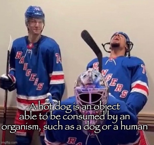 Dot hog | A hot dog is an object able to be consumed by an organism, such as a dog or a human | image tagged in ryan reaves | made w/ Imgflip meme maker