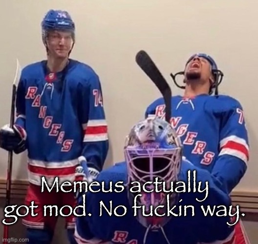 Mfs giving anyone mod now | Memeus actually got mod. No fuckin way. | image tagged in ryan reaves | made w/ Imgflip meme maker